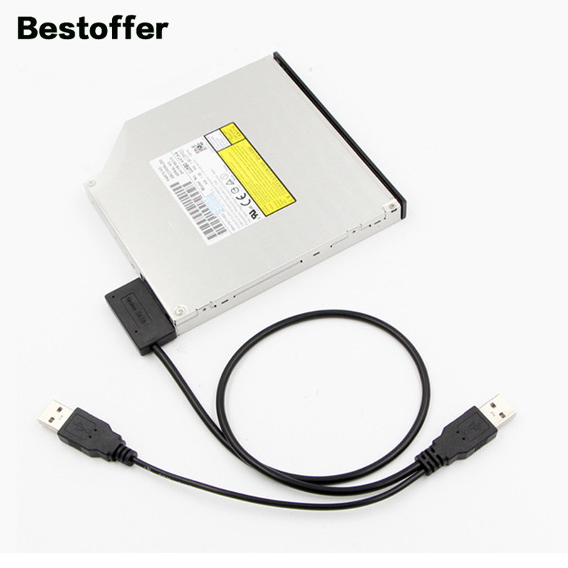 20CM dvojitý USB 2.0 A na SATA 7+6 13pinový adaptérový kábel s ovládačom CD, DVD, ROM