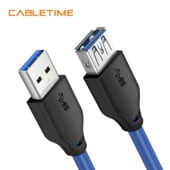 CABLETIME USB 3.0 Cablu prelungitor de mare viteză 5 Gbps pentru Smart TV PS4 Xbox One SSD Extender USB Cablu de date Adaptor USB N318