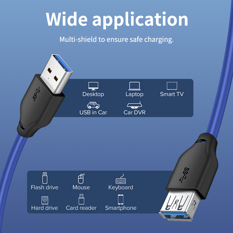 CABLETIME USB 3.0 Cablu prelungitor de mare viteză 5 Gbps pentru Smart TV PS4 Xbox One SSD Extender USB Cablu de date Adaptor USB N318