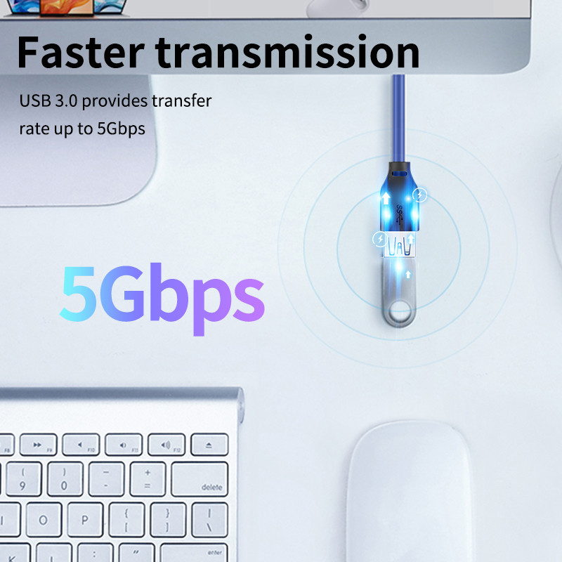 CABLETIME USB 3.0 Cablu prelungitor de mare viteză 5 Gbps pentru Smart TV PS4 Xbox One SSD Extender USB Cablu de date Adaptor USB N318