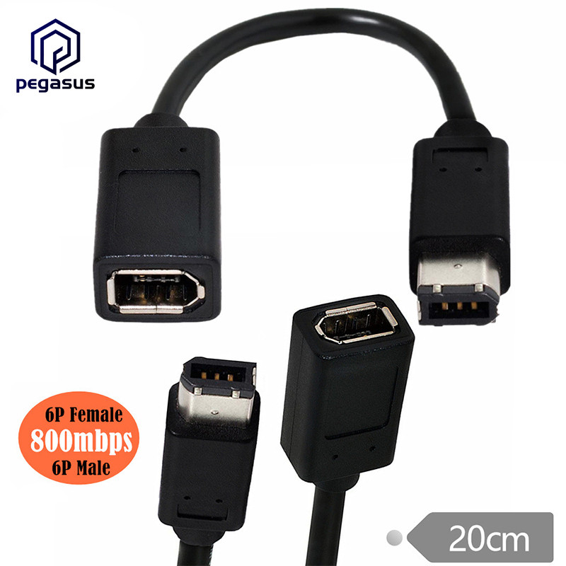 20 cm-es orvosi felszerelés kábel IEEE 1394 6 tűs anya 1394b 6 tűs apa Firewire 400 - 400 digitális fényképezőgép adapter kábel