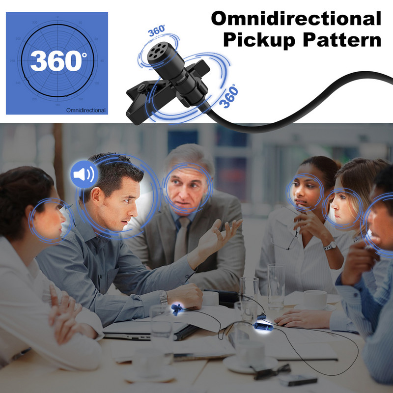 SYNCO Lav-S6E Professzionális Lavalier mikrofon Clip-on Omnidirectional kondenzátor lapel Mic Automatikus párosítás 6M/19.7 hosszú kábel