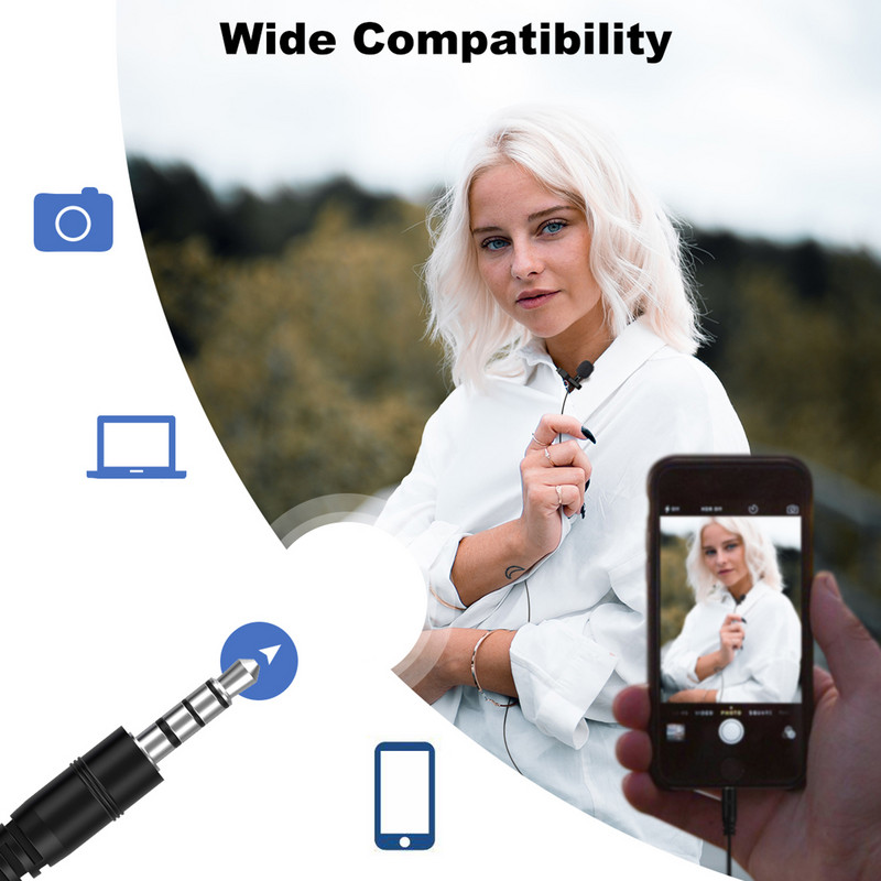 SYNCO Lav-S6E Professzionális Lavalier mikrofon Clip-on Omnidirectional kondenzátor lapel Mic Automatikus párosítás 6M/19.7 hosszú kábel