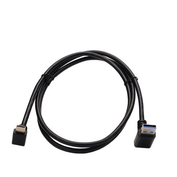 3A USB Type C Διπλό καλώδιο USB C 90 μοιρών 1m Γωνία Αριστερά Δεξιά Επάνω Κάτω Λαιμόκοψη τύπου USB 3.0 Type-C Καλώδιο δεδομένων γρήγορης φόρτισης