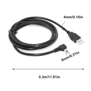 0,3M Mini USB καλώδιο Home MP3 MP4 MP5 GPS Φόρτιση αυτοκινήτου από ανδρική κάμερα Long Universal Tablet 90 μοιρών Μετάδοση δεδομένων