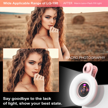 Φωτιστικό δαχτυλίδι για Selfie φακού τηλεφώνου LED Φωτισμός κινητού τηλεφώνου Πλήρης φωτισμός HD Macro Dimmable Lamp Beauty Ringlight