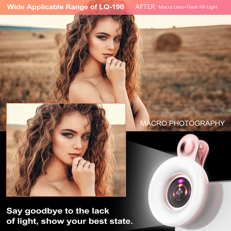 LED telefonska leća Selfie Ring Light Svjetlo za punjenje mobilnog telefona HD Macro lampa za prigušivanje Beauty Ringlight