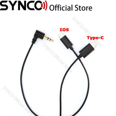 Synco G2 A2 mikrofono adapterio laidas iPhone Type C lightning, skirtas Godox Movelink Mic Cable Rode belaidžio mikrofono vaizdo įrašui