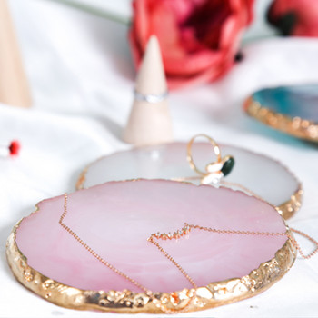 INS Round Resin Agate Piece Photo Studio Cosmetics Jewelry Display Board Nail Art Painted Palette Coaster Photography Prop