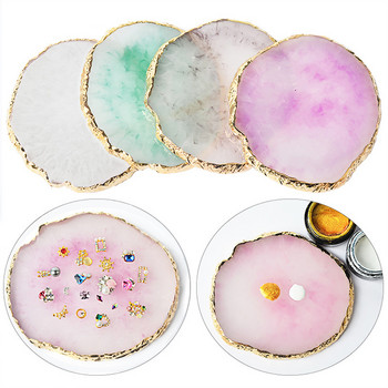INS Round Resin Agate Piece Photo Studio Cosmetics Jewelry Display Board Nail Art Painted Palette Coaster Photography Prop