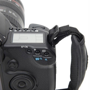 Кожена дръжка за китка за DSLR фотоапарати, подходяща за Nikon Canon (черна)