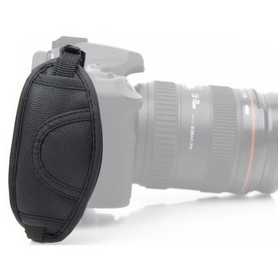 Nahast käepidemega randmerihm DSLR-kaameratele, sobib Nikon Canonile (must)