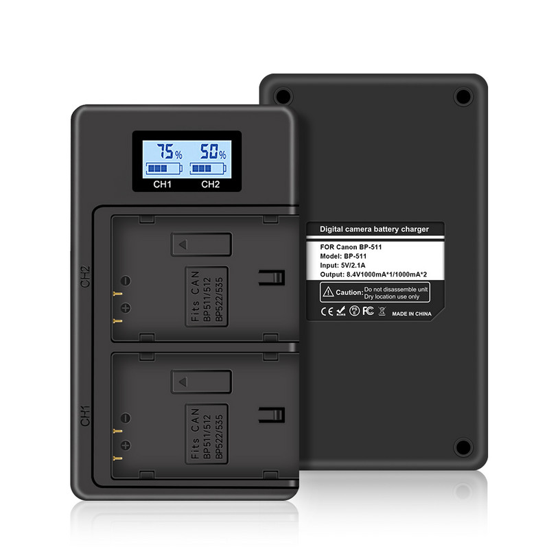 Palo BP511A BP-511 BP511 punjivi punjač za baterije fotoaparata LCD dvostruki punjač za Canon EOS 300D 5D 20D 30D 50D 40D 10D