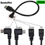 Cablu convertor USB 2.0 tip A tată la Micro cu 5 pini, unghi de 90°