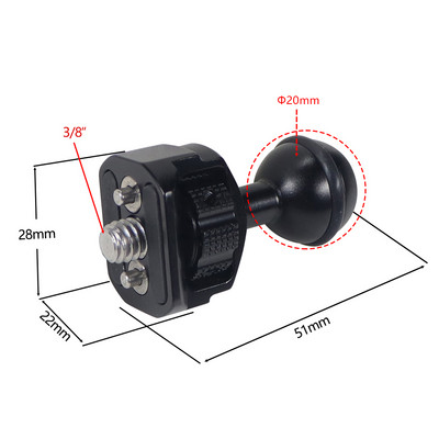 Kettős 20 mm-es golyósfejű kapocs Magic kar bilincs 1/4 3/8 Arri Pin Adapter 360 forgó ketrec szerelék meghosszabbítható monitor állvány fénytartó