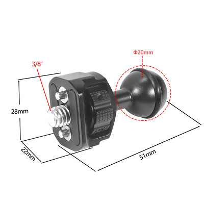 Kettős 20 mm-es golyósfejű kapocs Magic kar bilincs 1/4 3/8 Arri Pin Adapter 360 forgó ketrec szerelék meghosszabbítható monitor állvány fénytartó