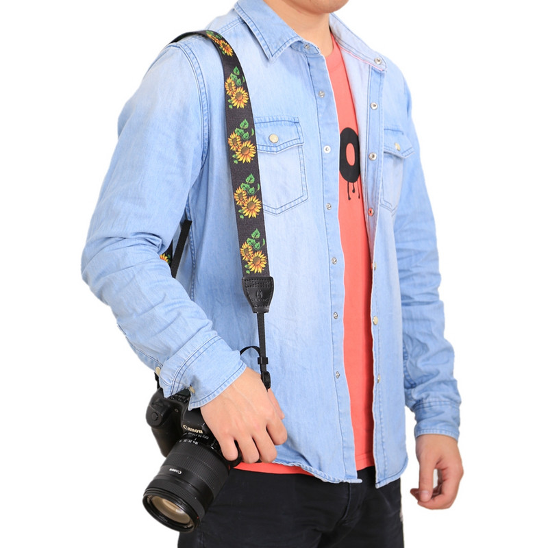 Retro etninio stiliaus fotoaparato peties dirželis, daugiaspalvis PU odos vintage reguliuojamas diržas, skirtas Nikon Sony DSL/DSLR