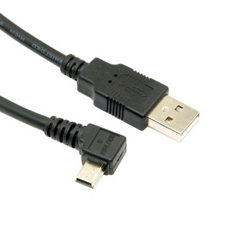 Mini USB B тип 5-пинов мъжки ляв ъгъл 90 градуса към USB 2.0 мъжки кабел за данни 50 см 180 см USB mini-b ъглов кабел 0,5 м 1,8 м 6 фута