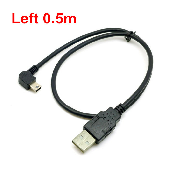 Mini-USB B-tüüpi 5 kontaktiga isane vasak nurga all 90 kraadi ja USB 2.0 isane andmekaabel 50 cm 180 cm USB mini-b nurgakaabel 0,5 m 1,8 m 6 jalga