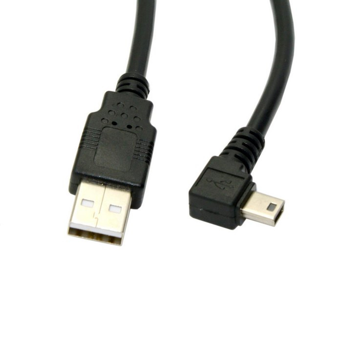 Mini-USB B-tüüpi 5 kontaktiga isane vasak nurga all 90 kraadi ja USB 2.0 isane andmekaabel 50 cm 180 cm USB mini-b nurgakaabel 0,5 m 1,8 m 6 jalga