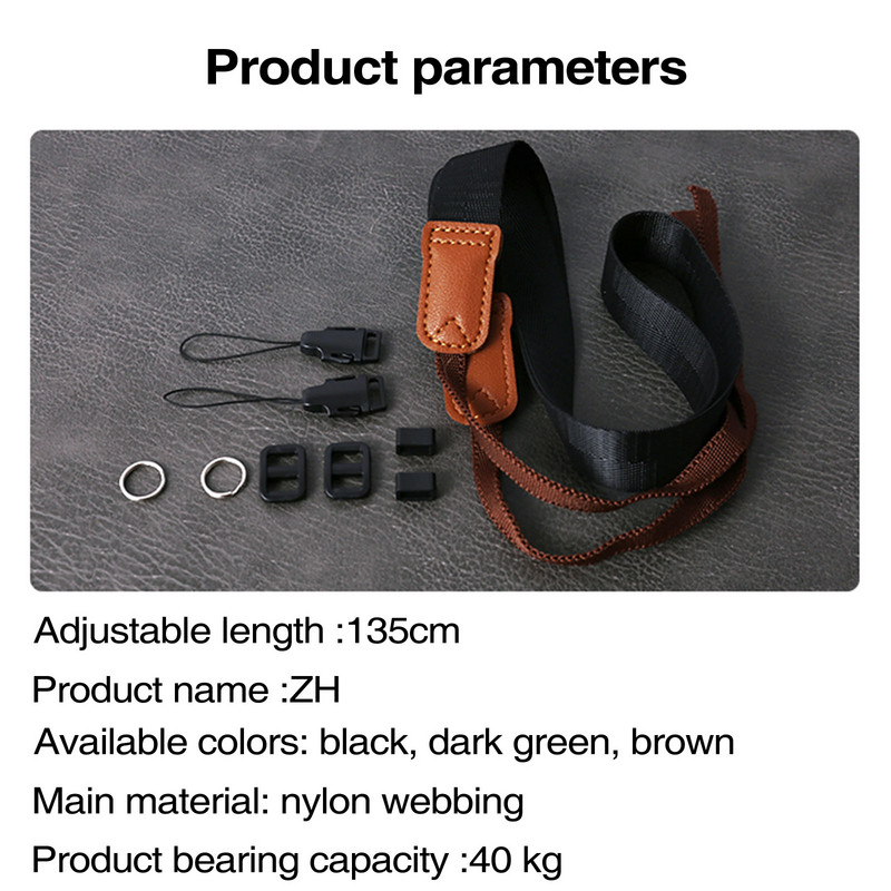 Populiariausias nailoninis fotoaparato kaklo dirželis, greitai atsegamas riešo diržas, skirtas Gopro Nikon DSLR fotoaparato dirželio refleksiniam fotoaparato pečių dirželių priedai