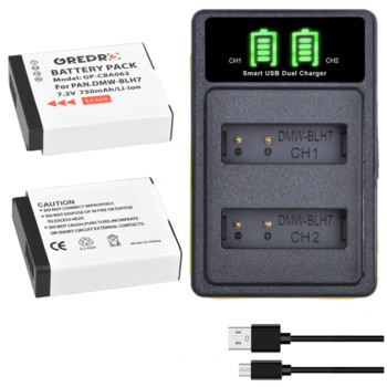 LED двойно зарядно устройство с Type-C за Panasonic DMW-BLH7 DMW BLH7 батерия Lumix DMC-LX15 DMC GM5 GF7 GM1 GF8 GF9 LX10 BLH7E BLH7PP