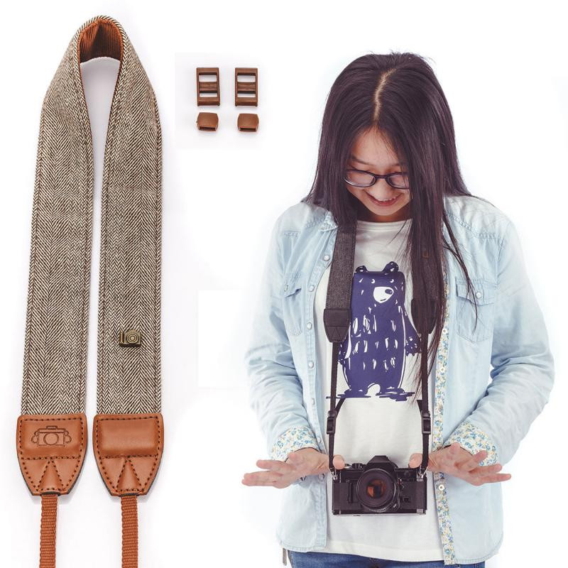 Fotoaparato dirželis, pečių kaklo senovinis dirželis, 100% medvilnės fotoaparato dirželis, skirtas Sony Nikon Olympus nešiojamam DSLR fotoaparatui