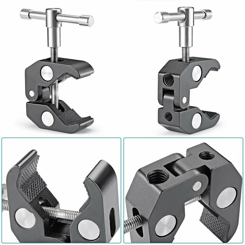 Μεταλλικός μαγικός βραχίονας Super Clip Crab Clamp Αρθρωτοί βραχίονες συγκράτησης για οθόνη LCD φλας LED Light Video SLR DSLR αξεσουάρ κάμερας