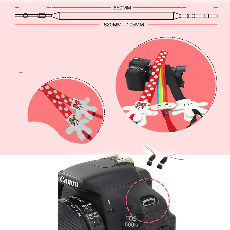 Slatka traka za fotoaparat s crtanim filmovima Lijepa Minnie najlonska traka za kameru oko vrata/rame Traka za Canon Nikon Sony Fujifilm Instax traka