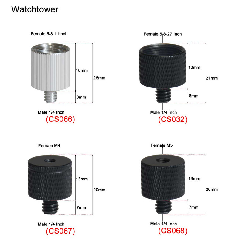 Muški 1/4" na ženski 3/8" 5/8" M4 M5 M6 M8 M10 Univerzalni navojni vijci Montažni adapter za bljeskalicu, tronožac, svjetlo, MIC stalak, fotoaparat, DSLR