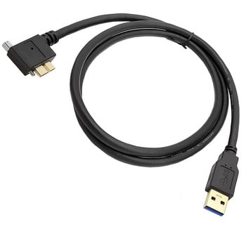 Επιχρυσωμένο USB 3.0 A Male to Micro B Male 90° με προαιρετικό βιδωτό καλώδιο κλειδώματος για συσκευή αναπαραγωγής σκληρού δίσκου κάμερας 0,3m-3m