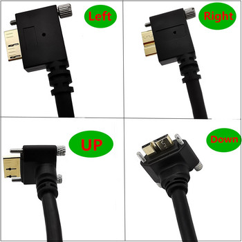 Позлатен USB 3.0 A мъжки към Micro B мъжки 90° ъгъл с опционален винтов заключващ кабел за плейър на кутия с твърд диск на камерата 0,3 м-3 м