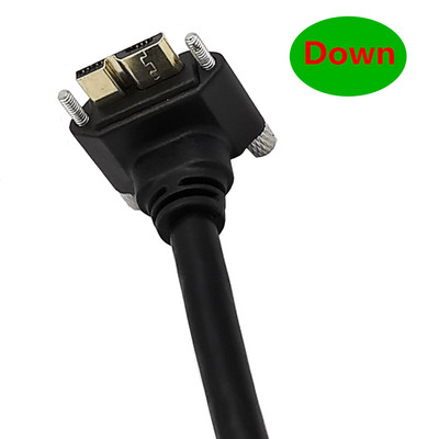 Aranyozott USB 3.0 A dugó – Micro B dugasz, 90°-os szög, opcionális csavaros zárókábellel a kamera merevlemezes dobozos lejátszójához 0,3-3 m