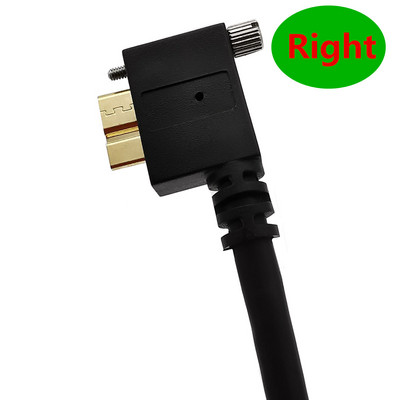 Aranyozott USB 3.0 A dugó – Micro B dugasz, 90°-os szög, opcionális csavaros zárókábellel a kamera merevlemezes dobozos lejátszójához 0,3-3 m