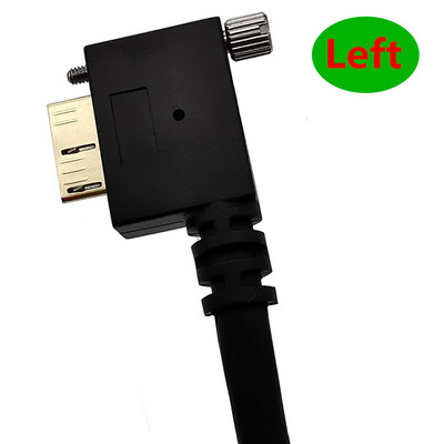 Aranyozott USB 3.0 A dugó – Micro B dugasz, 90°-os szög, opcionális csavaros zárókábellel a kamera merevlemezes dobozos lejátszójához 0,3-3 m