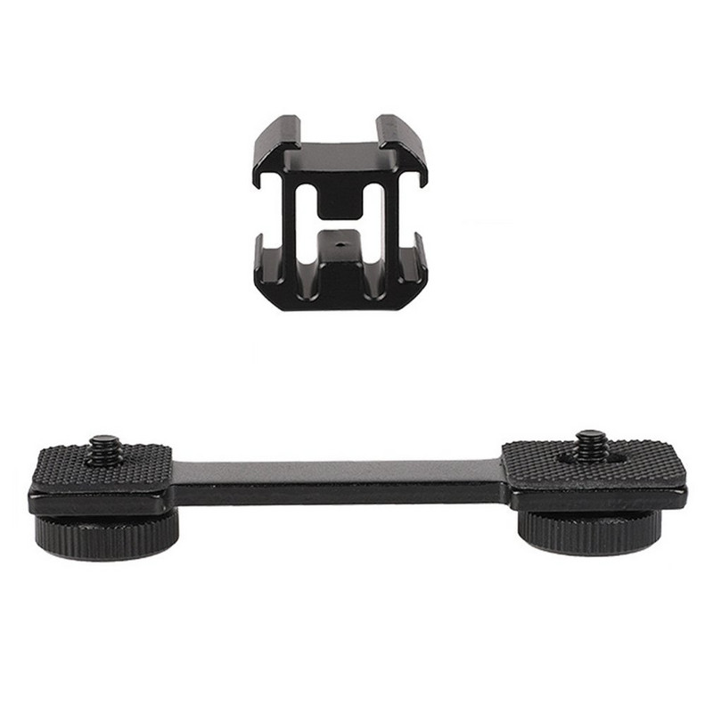 3in1 Trīskāršs Hot Shoe Mount Adapter pagarinājuma kronšteins Boya BY-MM1 mikrofona statīvs Smooth 4 DJI OSMO mobile 2