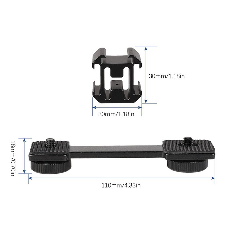 3in1 Trīskāršs Hot Shoe Mount Adapter pagarinājuma kronšteins Boya BY-MM1 mikrofona statīvs Smooth 4 DJI OSMO mobile 2