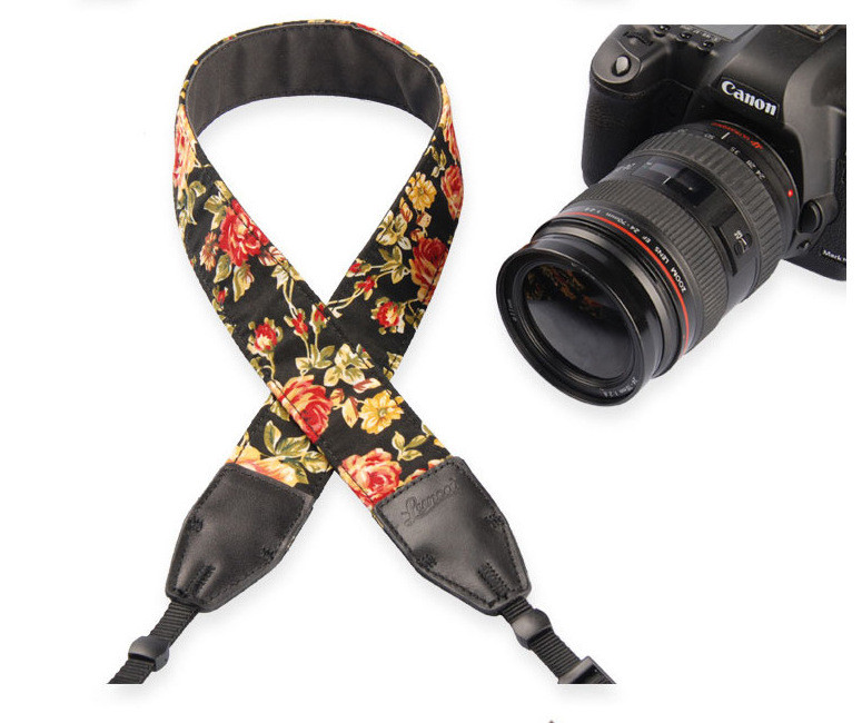 Ρετρό στυλ Βαμβακερή αυλή με πολύχρωμο μοτίβο κάμερας Ζώνη ώμου ηλίανθου λαιμού για Canon Nikon DLSR