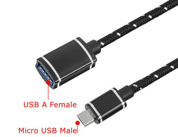 15 см Micro USB към USB A Female OTG Braid Cable Adapter за Samsung HTC Huawei Mate Xiaomi Android Tablet PC MP3/MP4 Смартфон