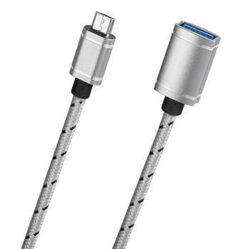 15cm Micro USB σε USB Ένας θηλυκός προσαρμογέας καλωδίου πλεξούδας OTG για Samsung HTC Huawei Mate Xiaomi Android Tablet PC MP3/MP4 Smart Phone