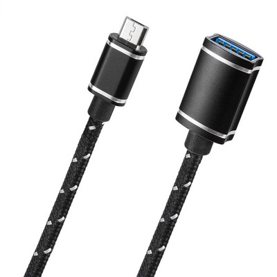 15 cm-es Micro USB-USB Egy női OTG fonott kábeladapter Samsung HTC Huawei Mate Xiaomi Android Tablet PC MP3/MP4 okostelefonhoz