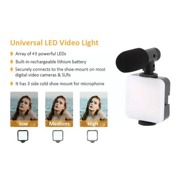 Θήκη τηλεφώνου Φωτογραφία Φωτισμός Smartphone Βάση βίντεο Τρίποδο Φορητή λαβή μικροφώνου Κιτ εγγραφής LED Selfie Stabi I1K4