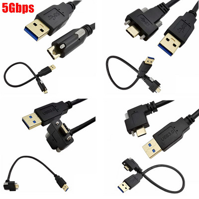 5Gbps позлатен 90° ъглов USB 3.1 тип-C двоен винт за заключване към стандартен USB3.0 кабел за данни 90 градуса за камера 0.3m/1m/2m