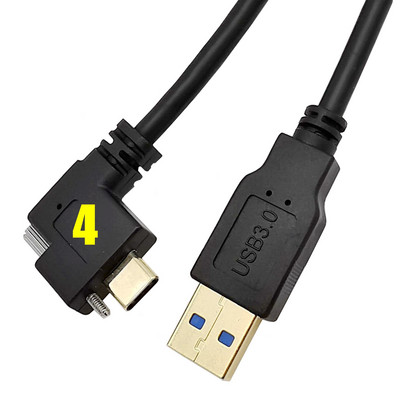 5 Gbps pozlaćeni USB 3.1 tipa C pod kutom od 90° s dvostrukim vijkom za zaključavanje na standardni USB3.0 podatkovni kabel 90 stupnjeva za kameru 0,3 m/1 m/2 m