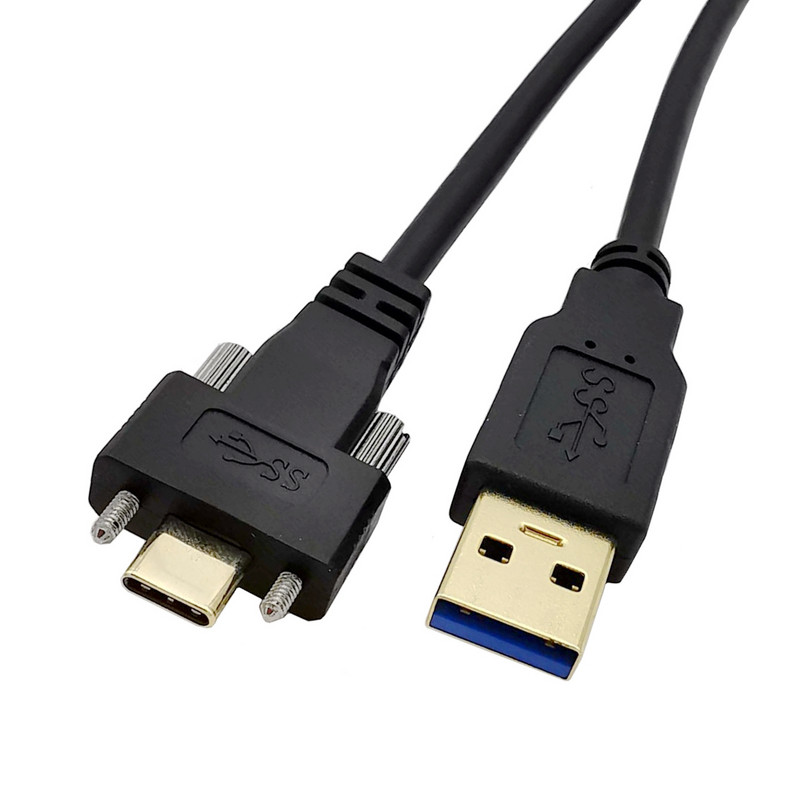 5 Gbps pozlaćeni USB 3.1 tipa C pod kutom od 90° s dvostrukim vijkom za zaključavanje na standardni USB3.0 podatkovni kabel 90 stupnjeva za kameru 0,3 m/1 m/2 m