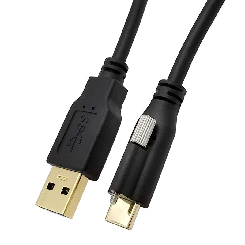 5 Gbps pozlaćeni USB 3.1 tipa C pod kutom od 90° s dvostrukim vijkom za zaključavanje na standardni USB3.0 podatkovni kabel 90 stupnjeva za kameru 0,3 m/1 m/2 m