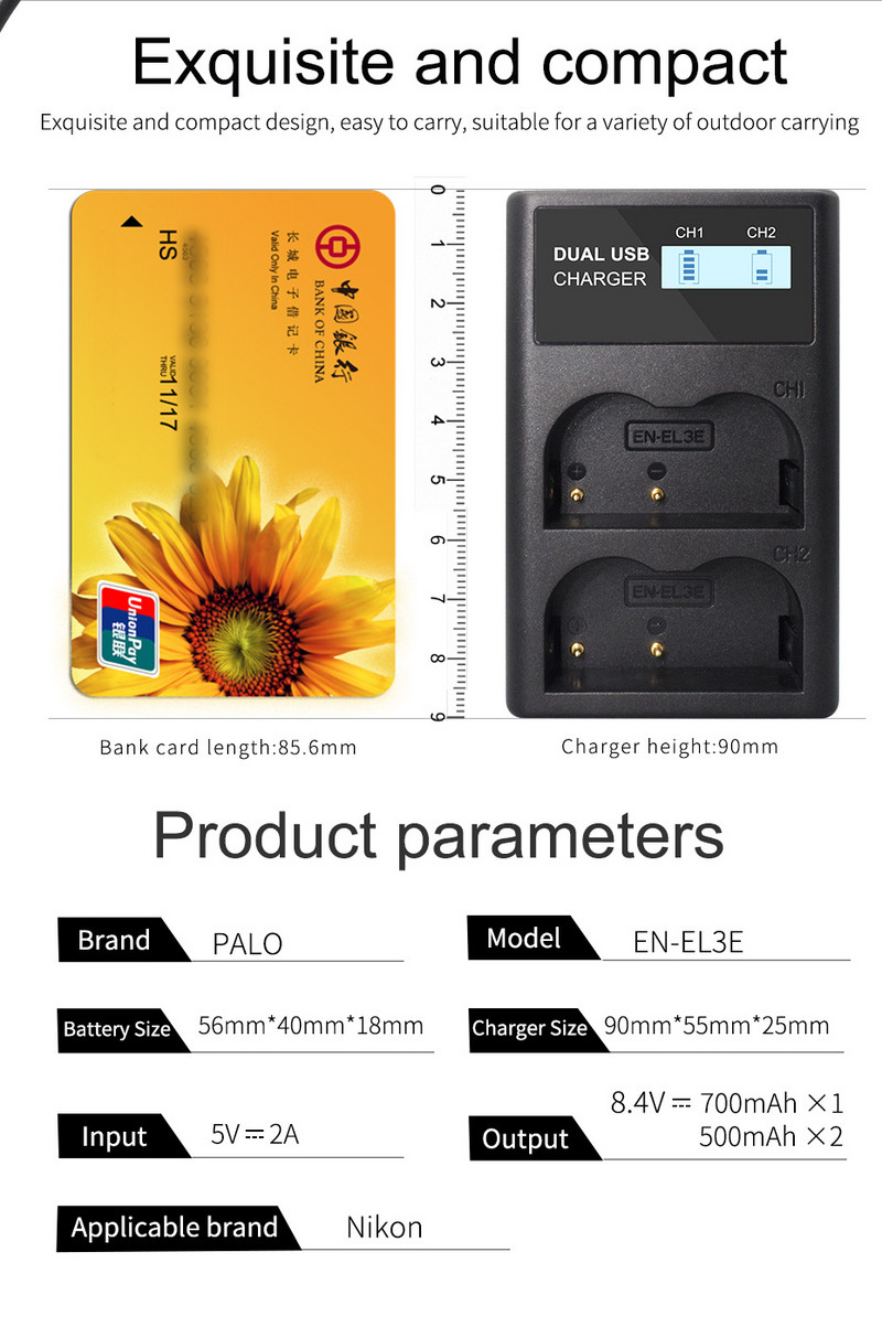 EN-EL3e EN EL3e EL3a ENEL3e Komplet punjača baterije za digitalni fotoaparat za Nikon D50 D70 D70S D90 D80 D100 D200 D300 D300S