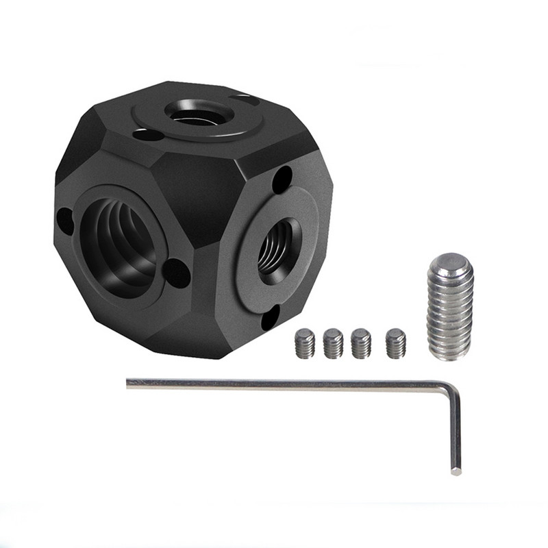 1/4" 3/8" skrūvējamu caurumu kronšteins Magic Cubic Mount Adapter Gopro darbības kamerām DSLR Cage Rig zibspuldzes monitora statīva statīvs