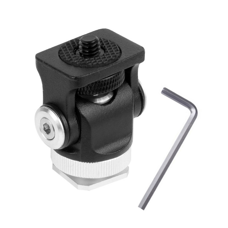 Monitortartó Hidegpapucs-rögzítő 1/4 hüvelykes csavar a kamera terepi mikrofonjához, vakulámpához, 180 fokban állítható tartókonzol