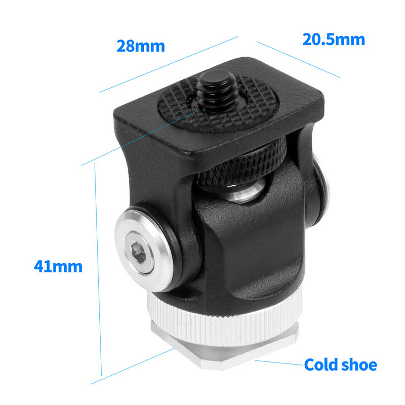 Monitortartó Hidegpapucs-rögzítő 1/4 hüvelykes csavar a kamera terepi mikrofonjához, vakulámpához, 180 fokban állítható tartókonzol